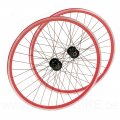 Farbiger Single-Speed Laufradsatz 700C (28&quot;) - rot/schwarz